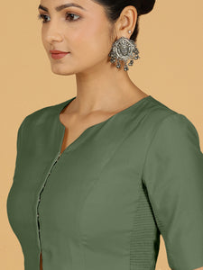 Rekha x Rozaana | Long Saree Blouse in Hunter Green