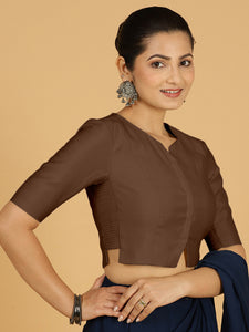 Rekha x Rozaana | Long Saree Blouse in Walnut Brown