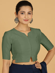 Rekha x Rozaana | Long Saree Blouse in Hunter Green