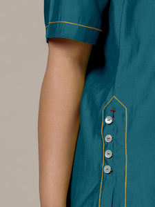 Riya x Rozaana | A Line Kurta in Crystal Teal with Thread Work | Coords or Only Kurta