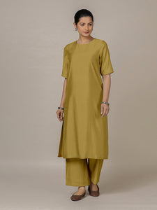 Riya x Rozaana | A Line Kurta in Dijon Mustard with Thread Work | Coords or Only Kurta