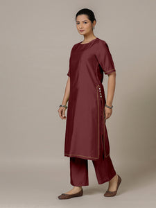 Riya x Rozaana | A Line Kurta in Deep Maroon with Thread Work | Coords or Only Kurta