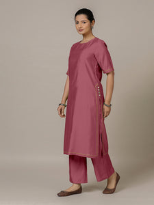 Riya x Rozaana | A Line Kurta in Rose Pink with Thread Work | Coords or Only Kurta