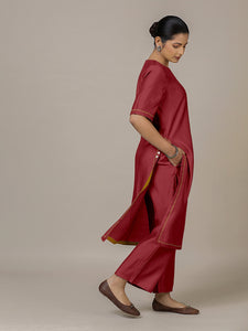 Riya x Rozaana | A Line Kurta in Scarlet Red with Thread Work | Coords or Only Kurta