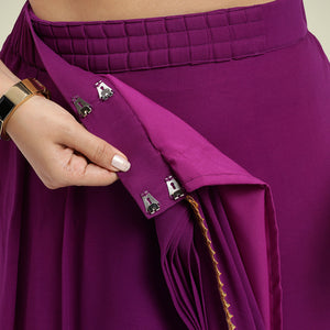  Kinara x Tyohaar | Purple Violet Georgette Saree with Gota Border | Ready-to-Wear Optional_6