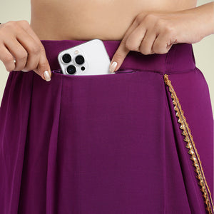  Kinara x Tyohaar | Purple Violet Georgette Saree with Gota Border | Ready-to-Wear Optional_7