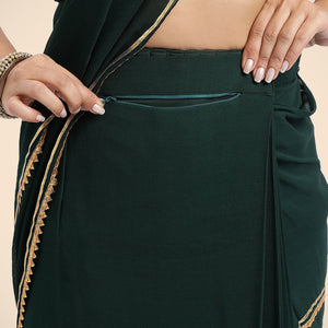  Antara x Tyohaar | Bottle Green Georgette Saree with Gota Border | Ready-to-Wear Optional_6