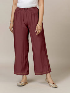 Saba x Rozaana | Deep Maroon Cotton Silk Pants