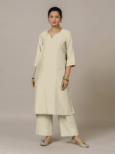 Sadaf x Rozaana | A Line Kurta in Ivory with Thread Work | Coords or Only Kurta