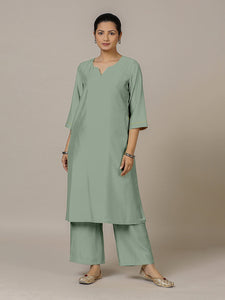 Sadaf x Rozaana | A Line Kurta in Mint Green with Thread Work | Coords or Only Kurta