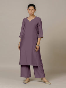 Sadaf x Rozaana | A Line Kurta in Purple Mauve with Thread Work | Coords or Only Kurta