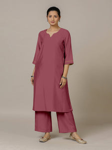 Sadaf x Rozaana | A Line Kurta in Rose Pink with Thread Work | Coords or Only Kurta