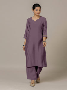 Sadaf x Rozaana | A Line Kurta in Purple Mauve with Thread Work | Coords or Only Kurta