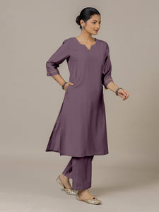 Sadaf x Rozaana | A Line Kurta in Purple Mauve with Thread Work | Coords or Only Kurta