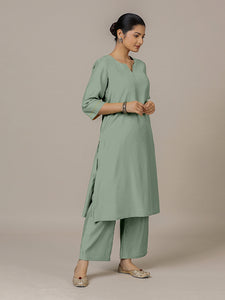 Sadaf x Rozaana | A Line Kurta in Mint Green with Thread Work | Coords or Only Kurta