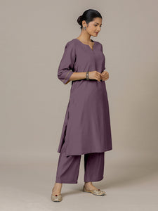 Sadaf x Rozaana | A Line Kurta in Purple Mauve with Thread Work | Coords or Only Kurta