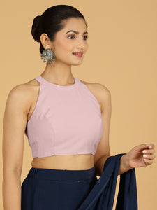 Zubeida x Rozaana | Lilac Sleeveless Halter Neck Saree Blouse