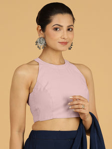 Zubeida x Rozaana | Lilac Sleeveless Halter Neck Saree Blouse