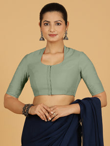 Salma x Rozaana | Elbow Sleeves Saree Blouse in Mint Green