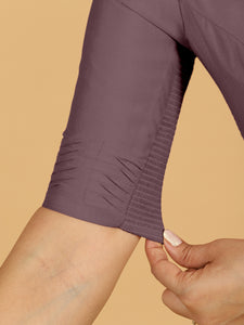 Salma x Rozaana | Elbow Sleeves Saree Blouse in Purple Mauve