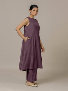 Sameera x Rozaana | A Line Kurta in Purple Mauve with Thread Work | Coords or Only Kurta