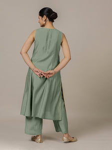 Sameera x Rozaana | A Line Kurta in Mint Green with Thread Work | Coords or Only Kurta