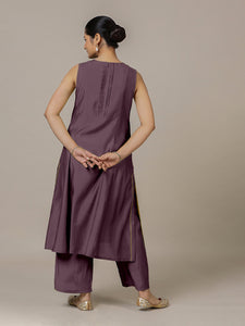 Sameera x Rozaana | A Line Kurta in Purple Mauve with Thread Work | Coords or Only Kurta