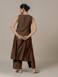 Sameera x Rozaana | A Line Kurta in Walnut Brown with Thread Work | Coords or Only Kurta