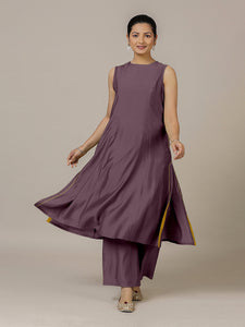 Sameera x Rozaana | A Line Kurta in Purple Mauve with Thread Work | Coords or Only Kurta