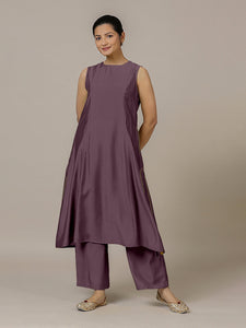 Sameera x Rozaana | A Line Kurta in Purple Mauve with Thread Work | Coords or Only Kurta