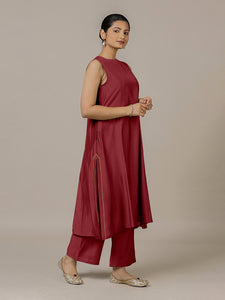 Sameera x Rozaana | A Line Kurta in Scarlet Red with Thread Work | Coords or Only Kurta