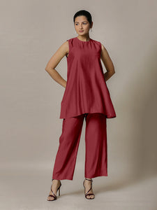 Sana x Rozaana | A Line Kurta in Scarlet Red with Thread Work | Coords or Only Kurta