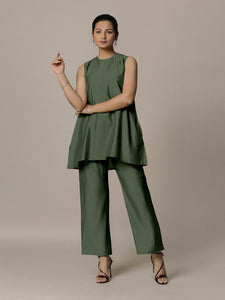 Sana x Rozaana | A Line Kurta in Pine Green with Thread Work | Coords or Only Kurta