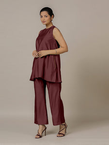 Sana x Rozaana | A Line Kurta in Deep Maroon with Thread Work | Coords or Only Kurta