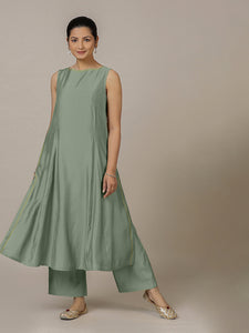 Sarah x Rozaana | A Line Kurta in Mint Green with Thread Work | Coords or Only Kurta