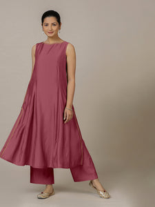 Sarah x Rozaana | A Line Kurta in Rose Pink with Thread Work | Coords or Only Kurta