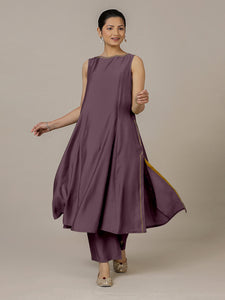 Sarah x Rozaana | A Line Kurta in Purple Mauve with Thread Work | Coords or Only Kurta