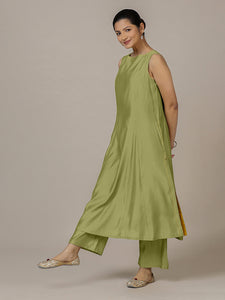 Sarah x Rozaana | A Line Kurta in Pista Green with Thread Work | Coords or Only Kurta