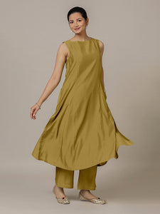 Sarah x Rozaana | A Line Kurta in Dijon Mustard with Thread Work | Coords or Only Kurta