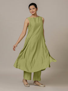 Sarah x Rozaana | A Line Kurta in Pista Green with Thread Work | Coords or Only Kurta