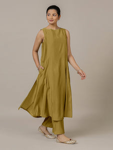 Sarah x Rozaana | A Line Kurta in Dijon Mustard with Thread Work | Coords or Only Kurta