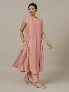 Sarah x Rozaana | A Line Kurta in Sea Pink with Thread Work | Coords or Only Kurta