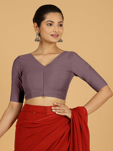 Shabana x Rozaana | Elbow Sleeves Saree Blouse in Purple Mauve