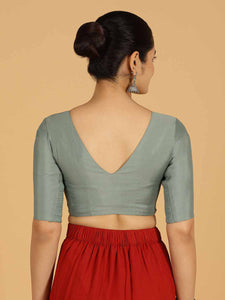 Shabana x Rozaana | Elbow Sleeves Saree Blouse in Mint Green