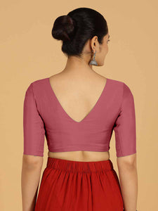 Shabana x Rozaana | Elbow Sleeves Saree Blouse in Rose Pink