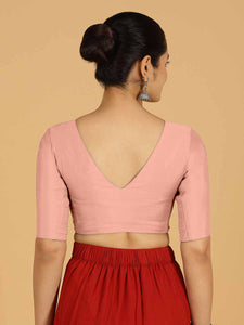 Shabana x Rozaana | Elbow Sleeves Saree Blouse in Sea Pink
