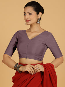 Shabana x Rozaana | Elbow Sleeves Saree Blouse in Purple Mauve