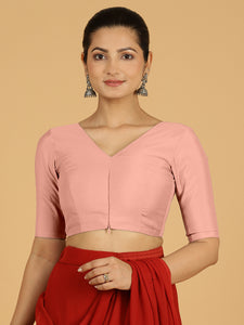 Shabana x Rozaana | Elbow Sleeves Saree Blouse in Sea Pink