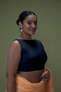  Sherry x Rozaana | Charcoal Black Saree Blouse w/ Back Bow and FlexiFit™_2
