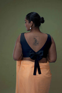 Sherry x Rozaana | Charcoal Black Saree Blouse w/ Back Bow and FlexiFit™_3